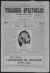 Toulouse-Spectacles : Organe Hebdomadaire de la Vie Artistique. (A001, N0025).