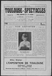 Toulouse-Spectacles : Organe Hebdomadaire de la Vie Artistique. (A001, N0029).