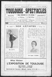 Toulouse-Spectacles : Organe Hebdomadaire de la Vie Artistique. (A001, N0015).